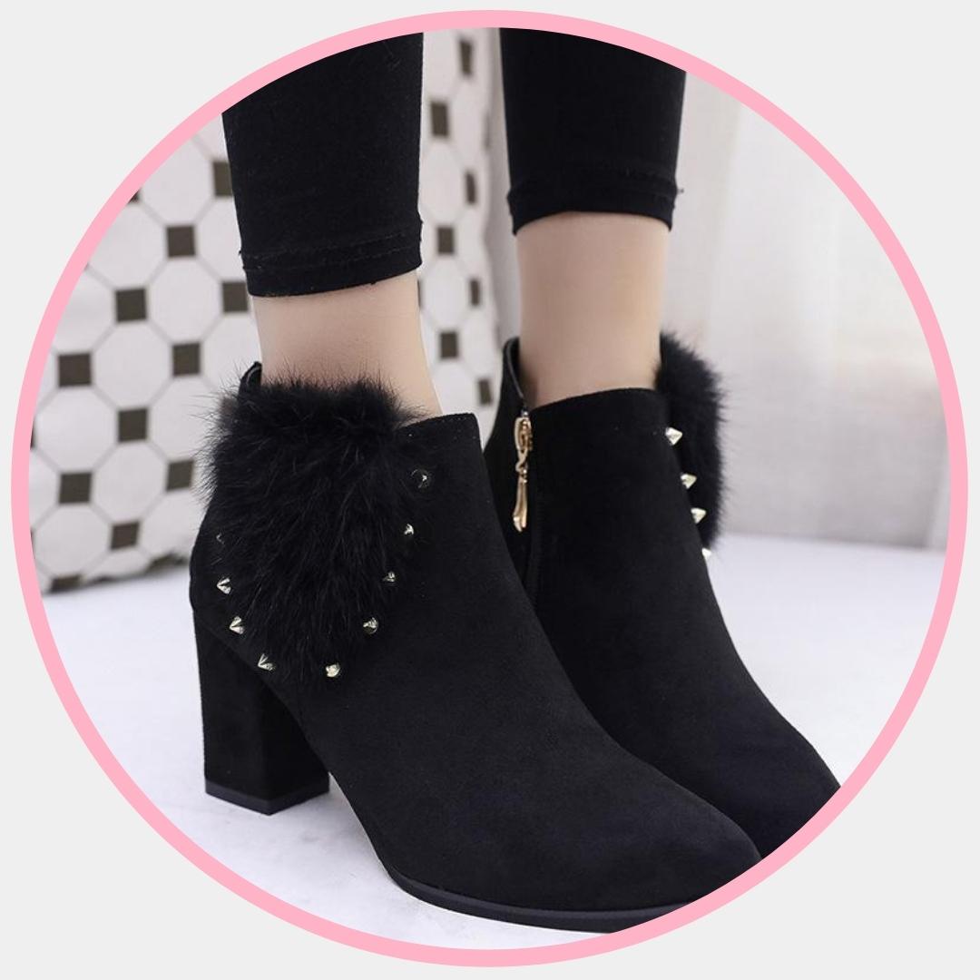 Fur ankle best sale boots heeled