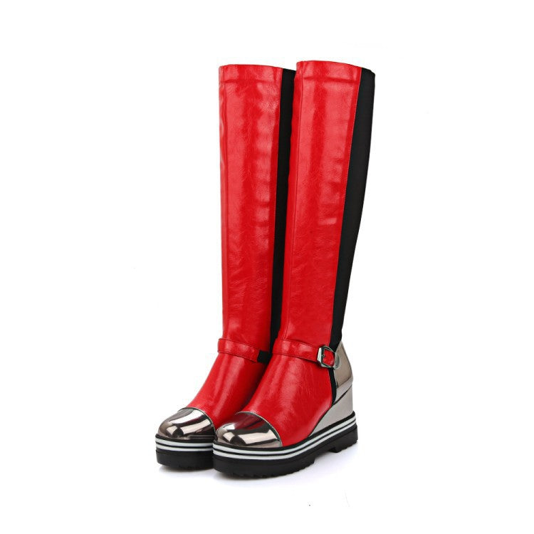 High-top Patent Leather Women's Boots