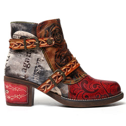 Print Leather Boots