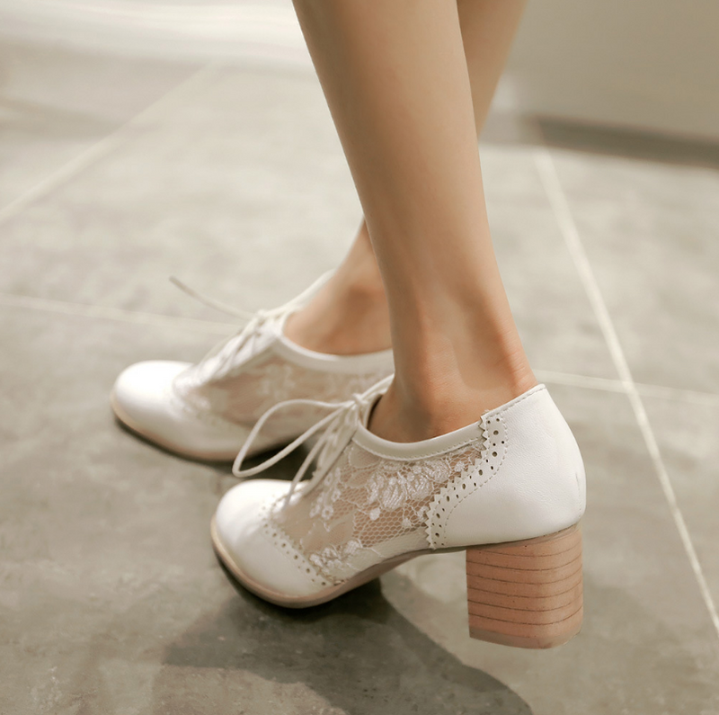 Lace Wedge Heel Shoes