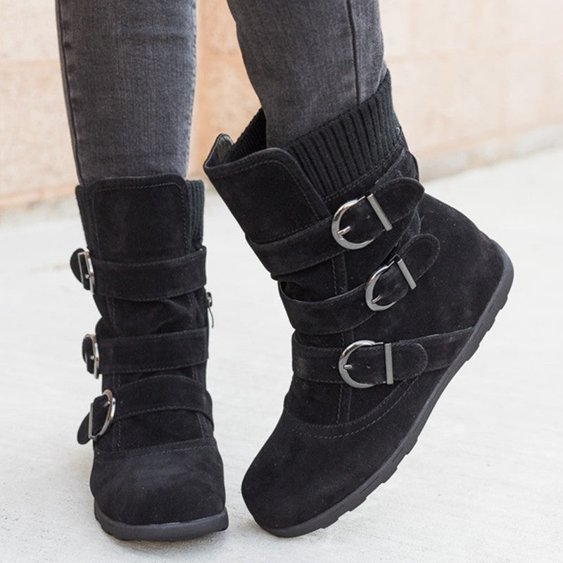 Strap Buckle Boots