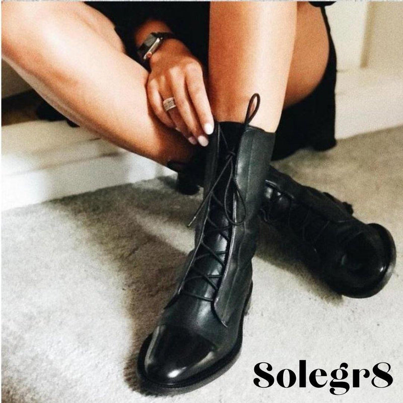 Leather Pointed Lace Up Boots - solegr8