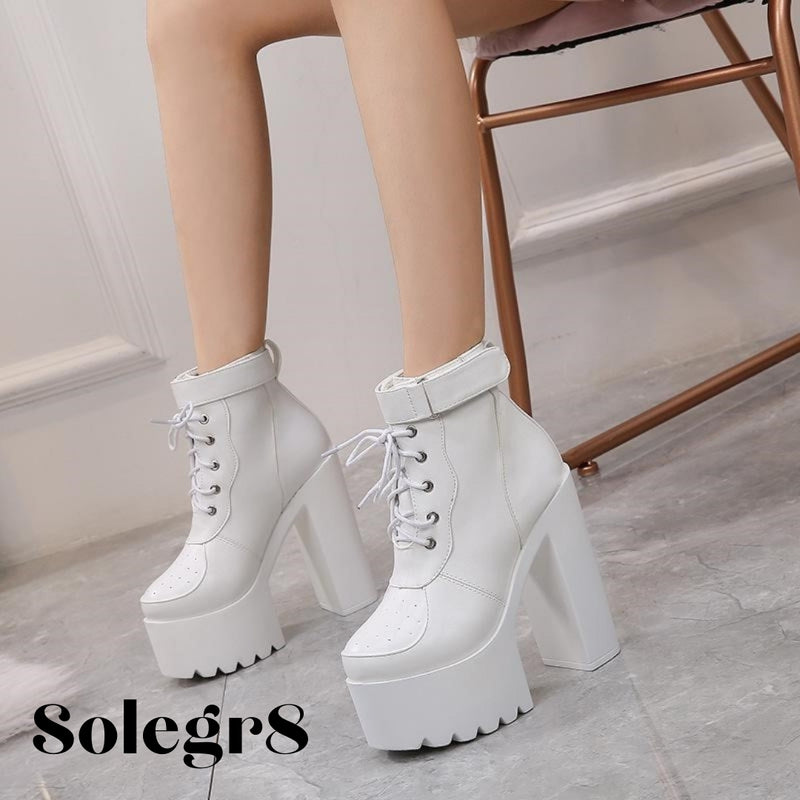 White Lace Up Boots Stiletto Heel Pointy Toe Ankle Boots | White lace up  boots, White heeled boots, Stiletto heels