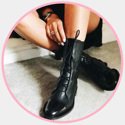 Leather Pointed Lace Up Boots