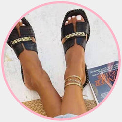 Strap Sandal with Gold Chain