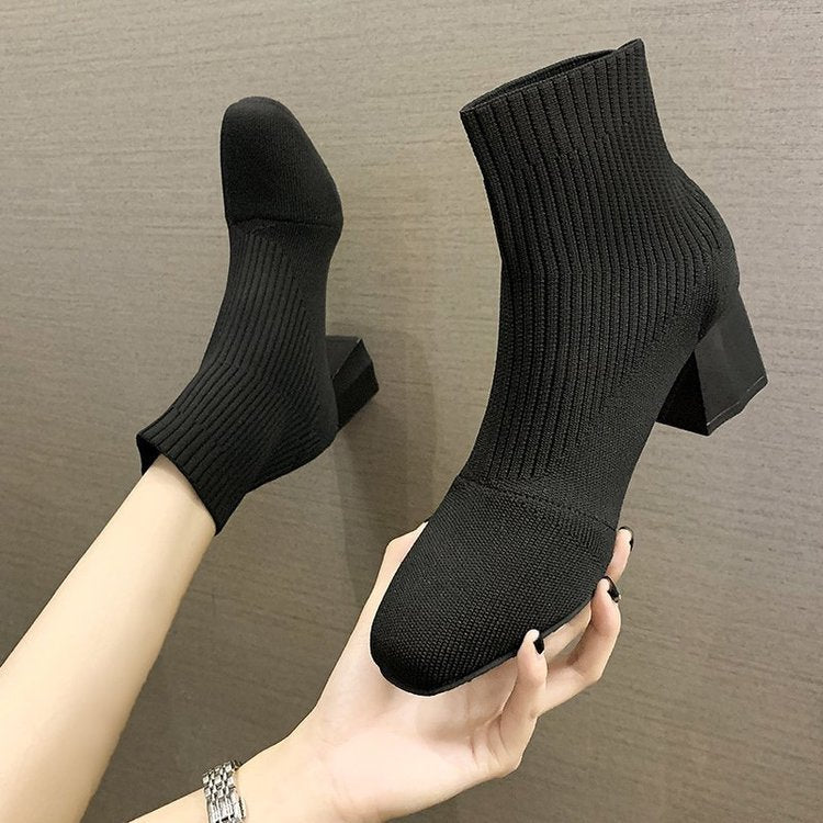 Sleeve Knit Heel Boots