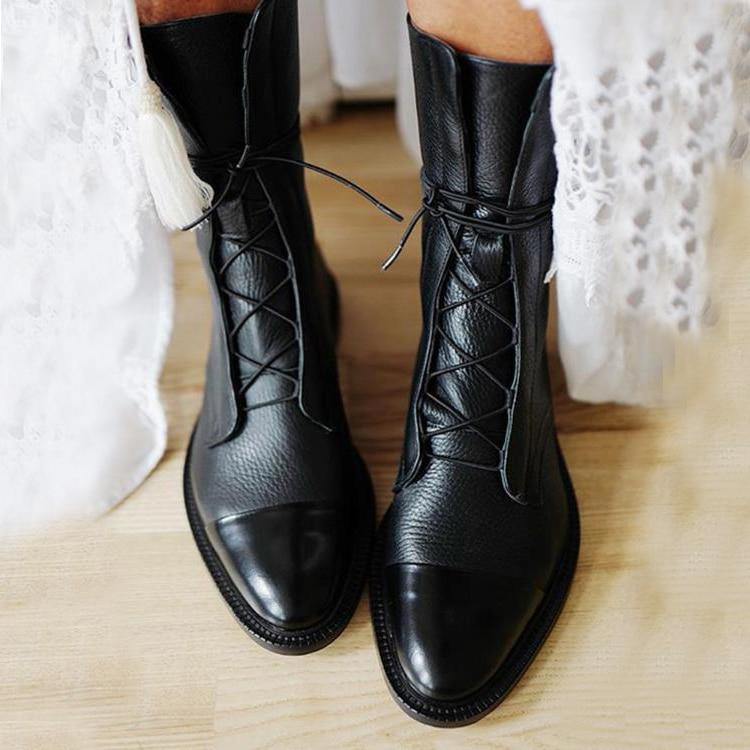 Leather Pointed Lace Up Boots - solegr8